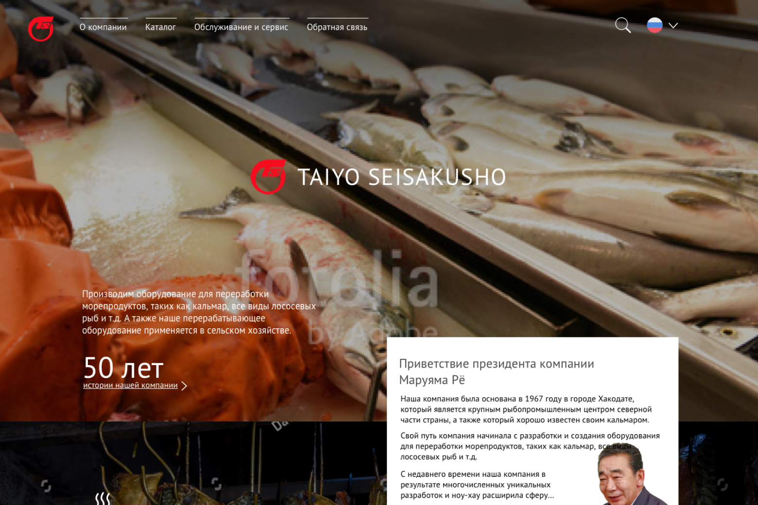 Дизайн сайта японской производственной компании Taiyo Seisakusho